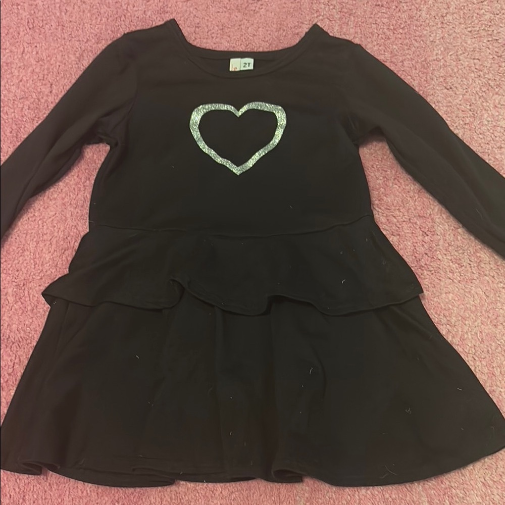 Sofi 2T Girls Black Dress with Silver Heart. Worn once.